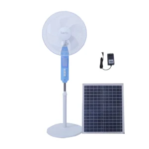 Boshide 16 Inch Industrial Solar Standing Fan Rechargeable LED 5-Blade