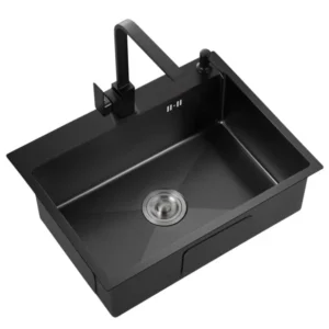 Matte Black 304 Stainless Steel Single Bowl Undermount Kitchen Sink